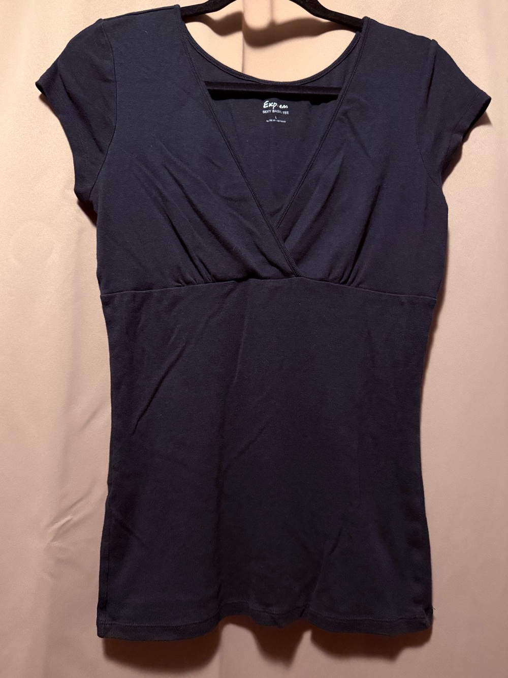 Vintage Y2K Express Black Empire Waist V-Neck Top - L